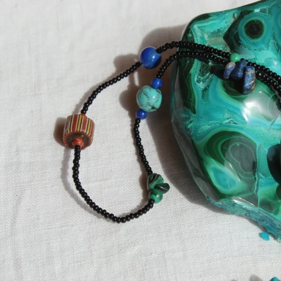 NWOT Vintage 32 Inch Long Seed Bead, Polymer Clay and Gemstone Necklace - Picture 2 of 7